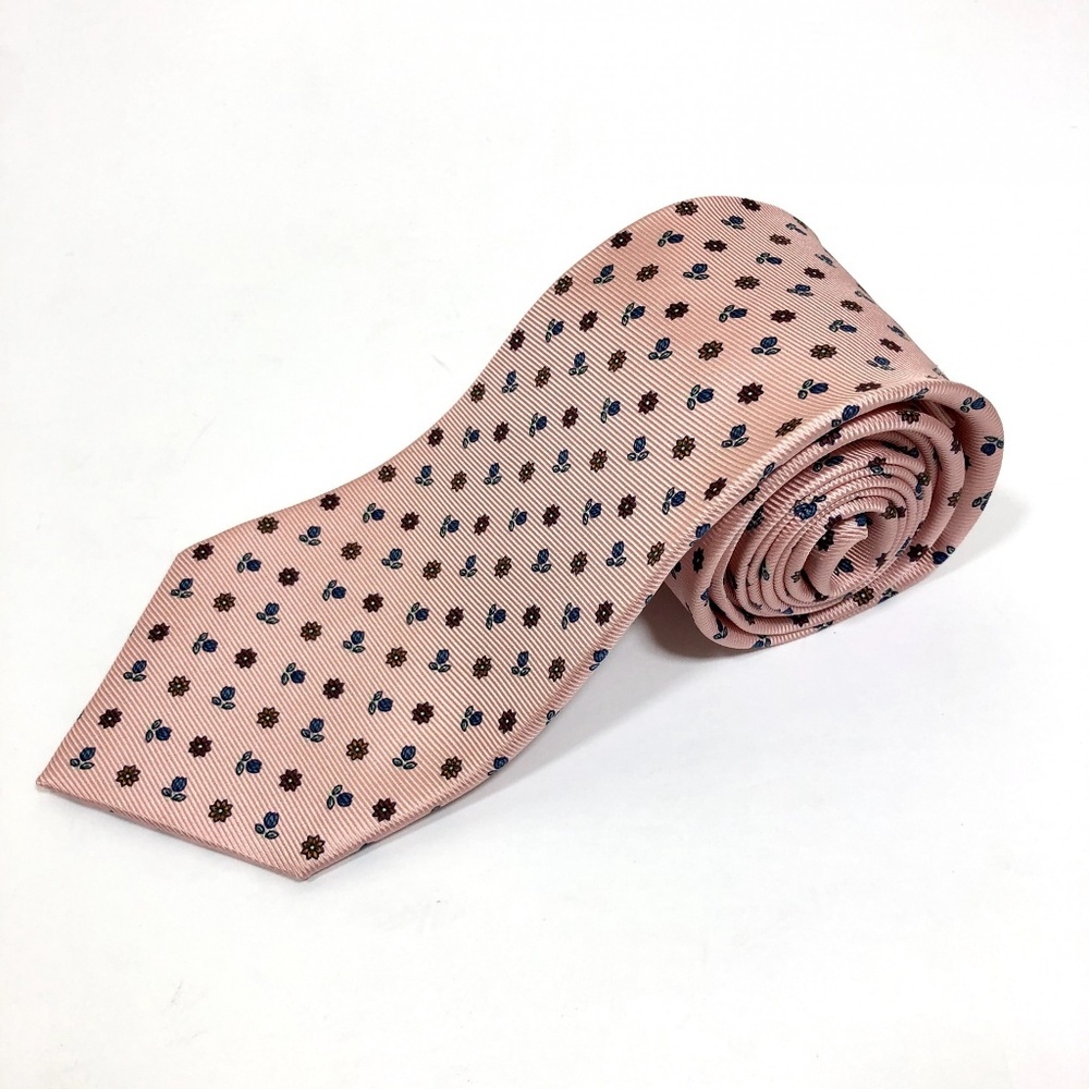 Luigi Borrelli Napoli Silk Pink Floral Neck Tie